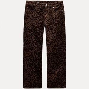 Zara Mid Rise Straight Crop Leg Five Pocket Jeans With Animal Spot Details SZ 12